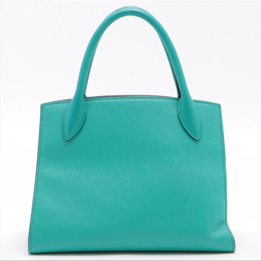 Prada Saffiano Small Monochromatic Shoulder Bag Teal - Picture 2 of 10